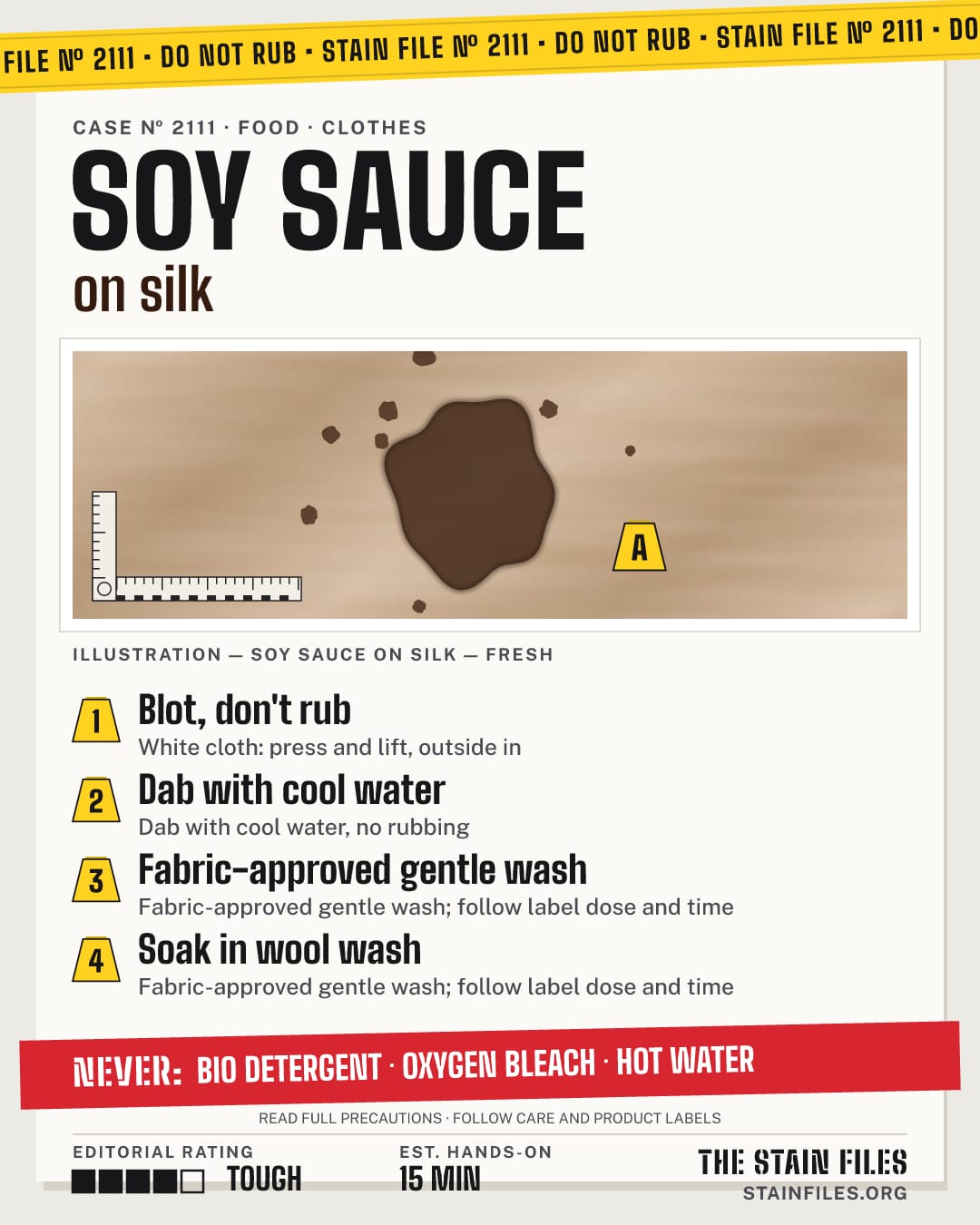 Stain file 2111: how to remove soy sauce from silk, step by step, with what never to use