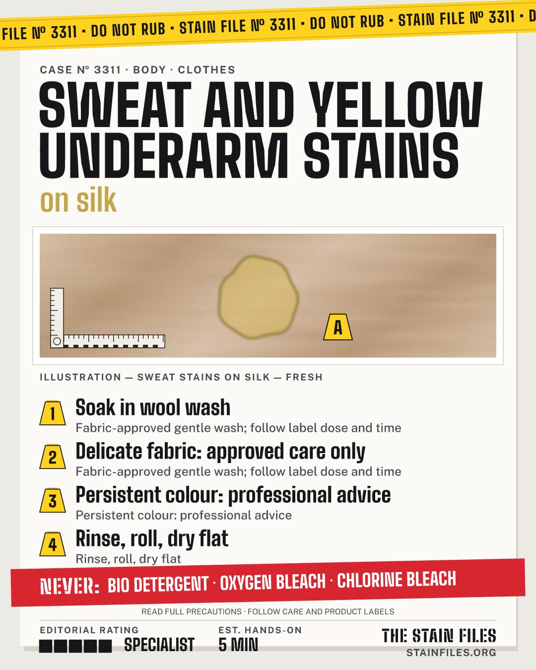 Stain file 3311: how to remove sweat stains from silk, step by step, with what never to use