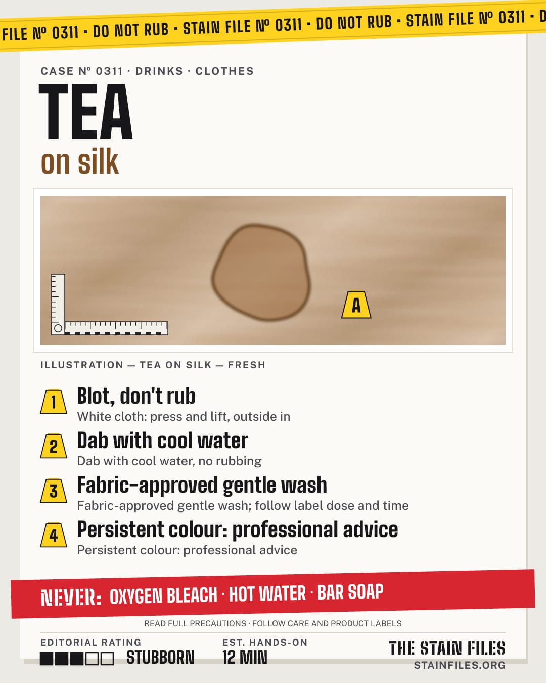 Stain file 0311: how to remove tea from silk, step by step, with what never to use
