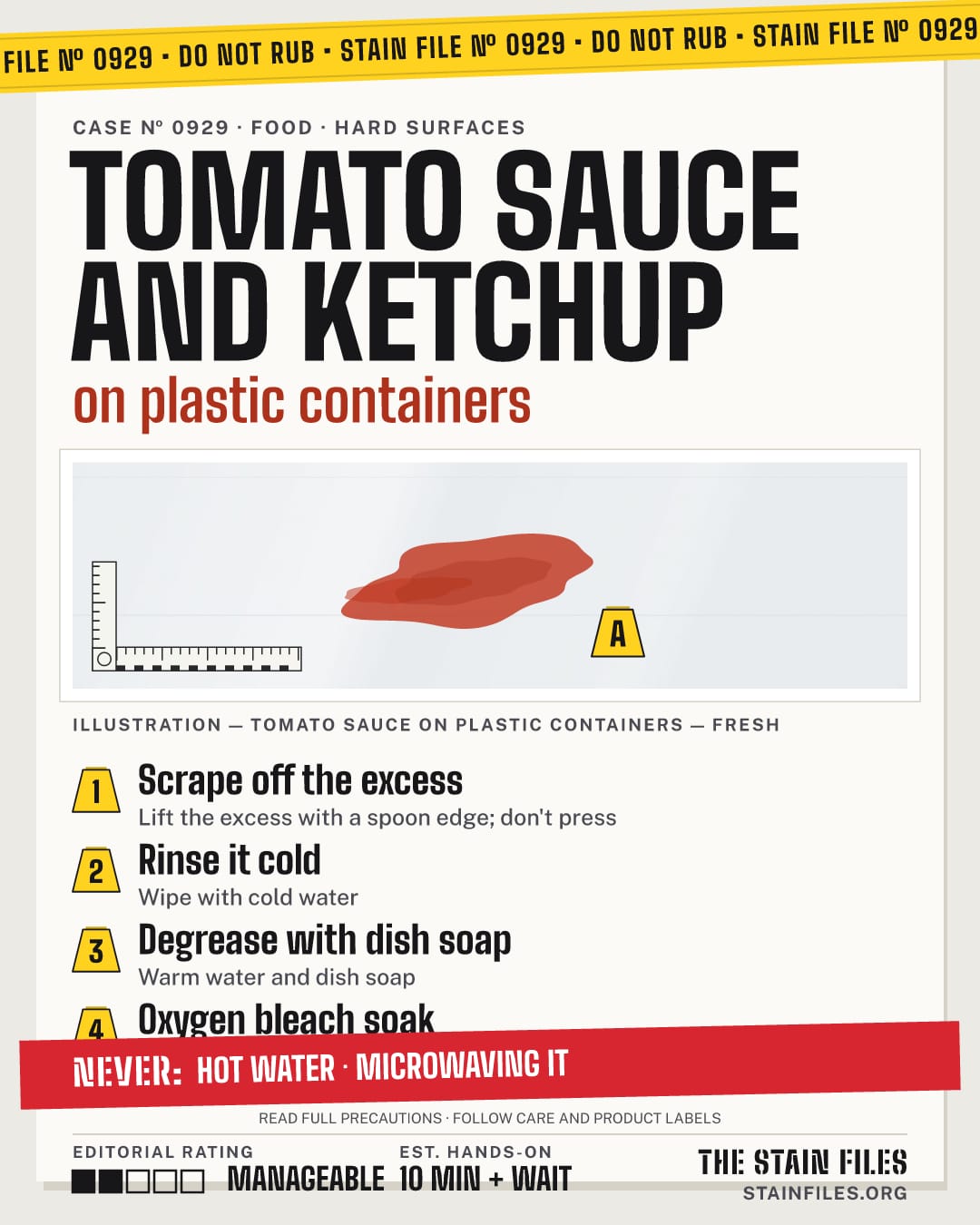 Stain file 0929: how to remove tomato sauce from plastic containers, step by step, with what never to use