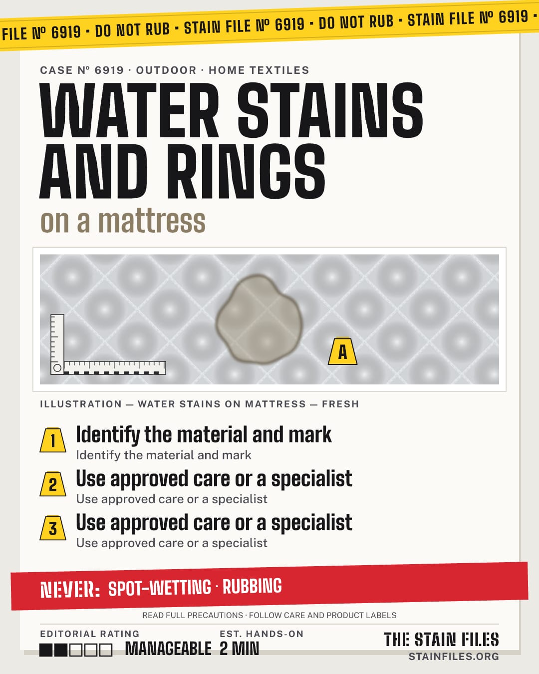 Stain file 6919: how to remove water stains from a mattress, step by step, with what never to use