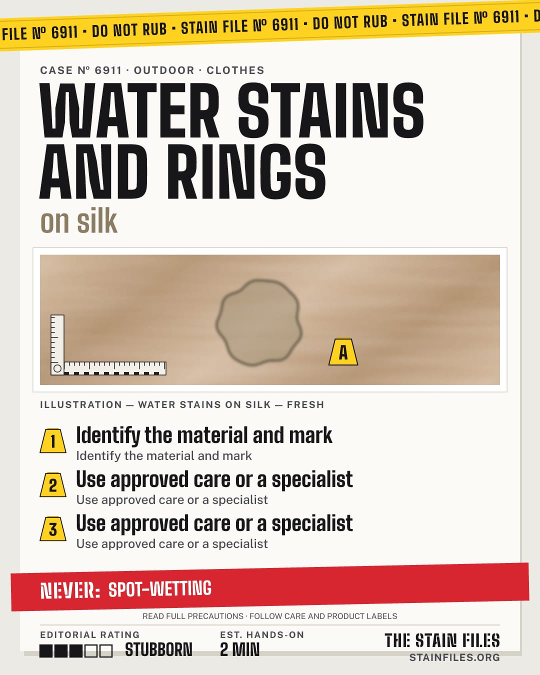 Stain file 6911: how to remove water stains from silk, step by step, with what never to use