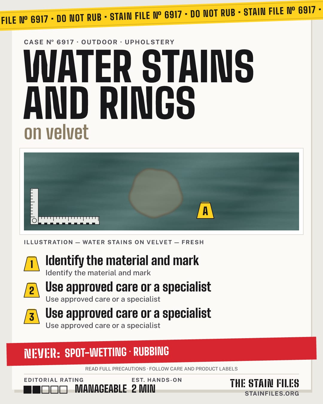 Stain file 6917: how to remove water stains from velvet, step by step, with what never to use