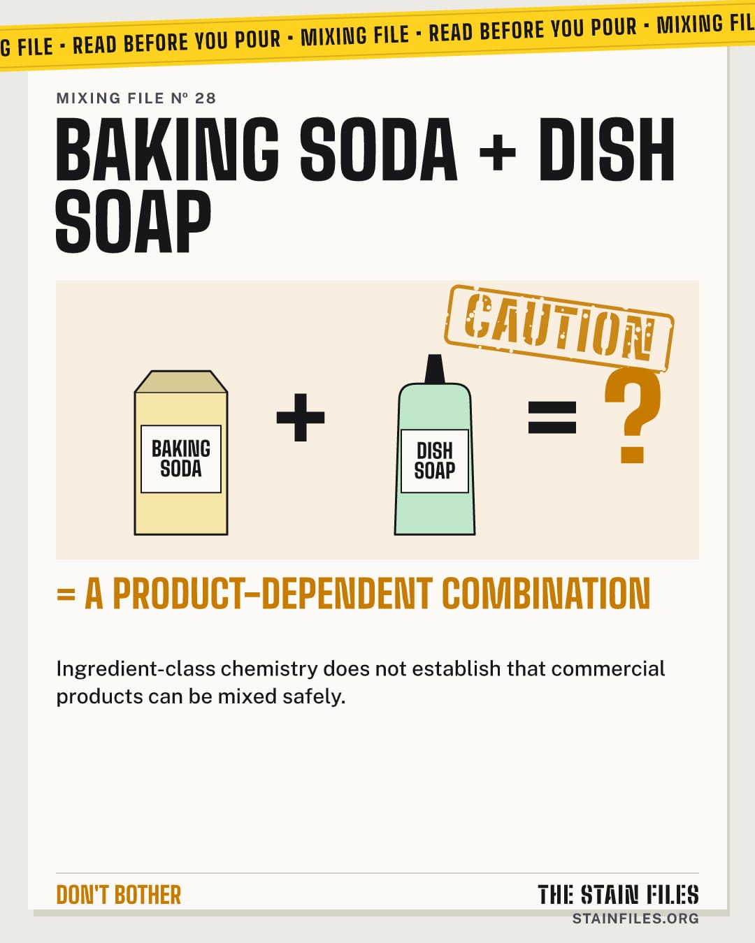 Mixing baking soda and dish soap: caution, a product-dependent combination