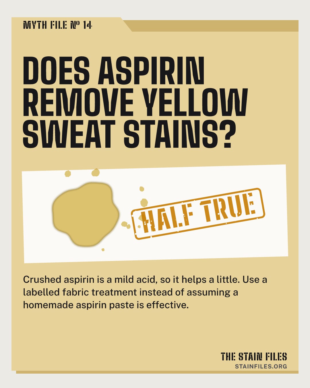 Myth file: Does aspirin remove yellow sweat stains? Verdict: half true