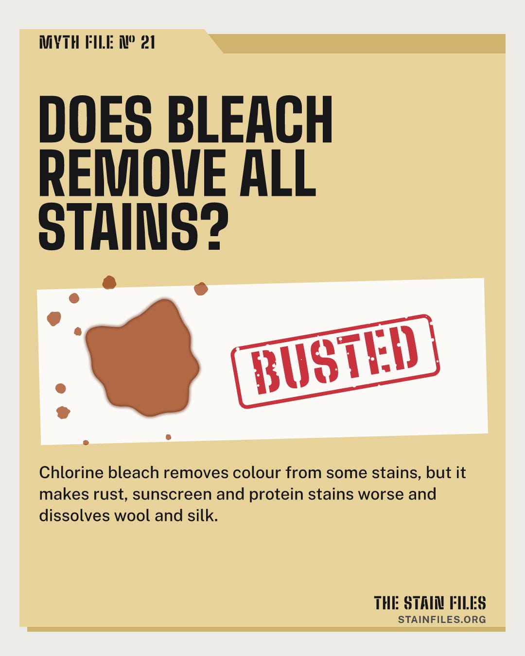 Myth file: Does bleach remove all stains? Verdict: busted